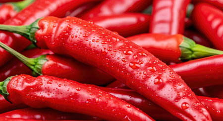 Vibrant Group of Red Chilies Fresh Spicy Ingredients Culinary Flavor