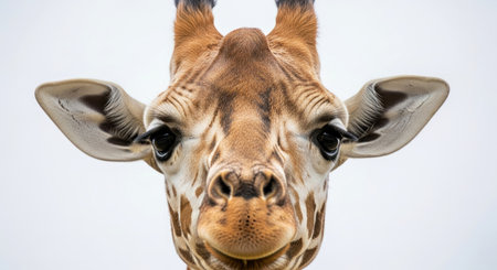 Majestic Giraffe Looking Camera Close Up Wildlife Animal Portraitの写真素材