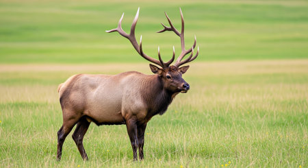 Majestic Big Bull Elk Drop Tine Forest Wildlife Strength Powerの写真素材