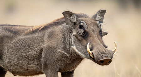 Close Up Wild Warthog South African Game Reserve Wildlife Nature Animal