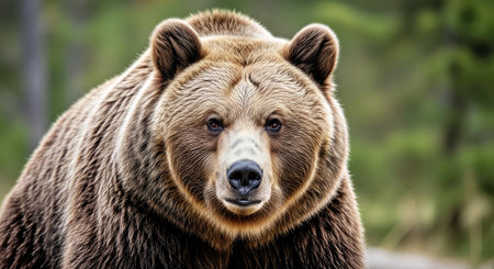 Majestic Brown Bear Nature Made Portrait Face Wild Animal Close Upの写真素材
