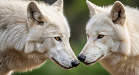 Close Up White Wolves Wildlife Reservation Majestic Canine Animal Portraitの写真素材