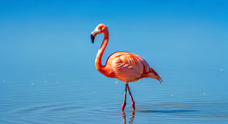 Vibrant Chilean Pink Flamingo Elegant Water Bird South American Wildlifeの写真素材