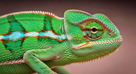 Adorable Close Up Baby Veiled Chameleon Reptile Wildlife Nature Portraitの写真素材