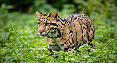 Elusive Clouded Leopard Neofelis Nebulosa Himalayan Foothills India Wildlifeの写真素材