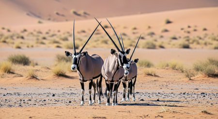Close Up Couple Of Oryx Namib Desert African Wildlife Arid Landscapeの写真素材