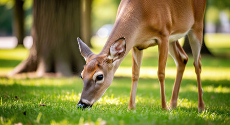 Close Up White Tailed Deer City Park Urban Wildlife Animal Portrait Nature