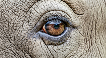 Intense Eye Of A Rhino Close Up Detailed Pupil Wildlife Animal Gazeの写真素材