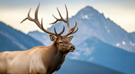 Close Up Majestic Bull Elk Rocky Mountains Wildlife Nature Portraitの写真素材