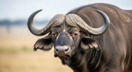 Powerful Portrait Buffalo Bull Syncerus Caffer African Wildlife Strengthの写真素材