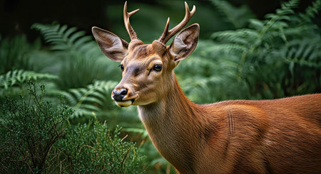 Majestic Deer Portrait Wild Forest Nature Animal Detailed Close Upの写真素材