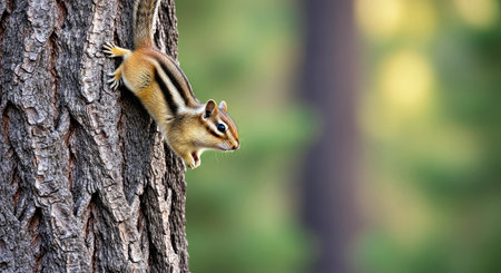 Least Chipmunk Perched Fallen Tree Trunk Forest Wildlife Small Creatureの写真素材