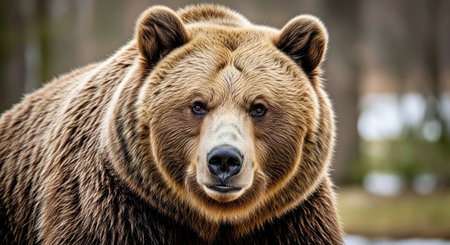 Brown Bear In Nature Made Portrait Face Wild Animal Expression Close Upの写真素材
