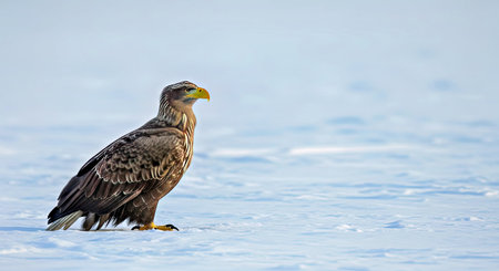 White Tailed Eagle Deep in Snow Winter Wildlife Majestic Bird of Prey