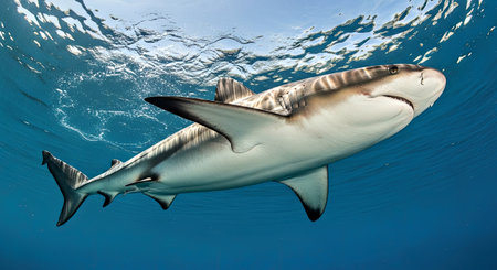 Shark From Below Ocean Predator Marine Life Underwater Apex Hunterの写真素材