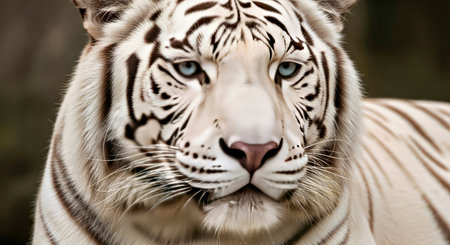 White Tiger Portrait View Majestic Predator Wildlife Rare Feline Gazeの写真素材