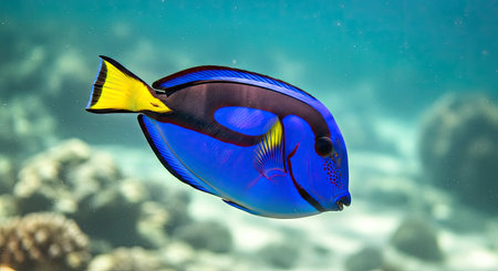 Iconic Blue Tang Fish Underwater Tropical Ocean Marine Life Species Portraitの写真素材