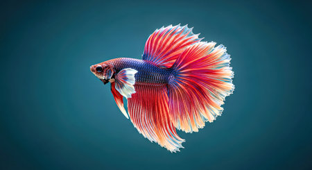 Vibrant Halfmoon Betta Fish Dynamic Moment Beautiful Siamese Fighting Fish Display
