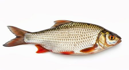 Vibrant Fresh Alive Roach Fish Isolated White Background Perfect for Educational Use
