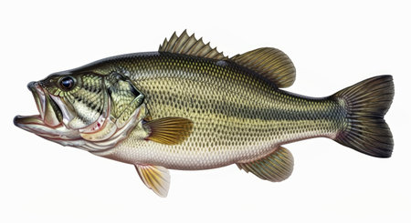 North American Largemouth Bass Isolated White Background Freshwater Fish Specimenの写真素材
