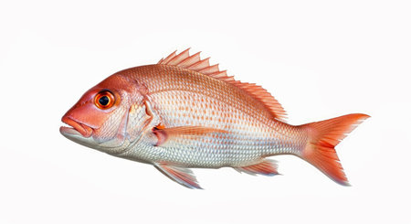 Vibrant Red Snapper Fish Isolated on a Clean White Background Fresh Seafoodの写真素材