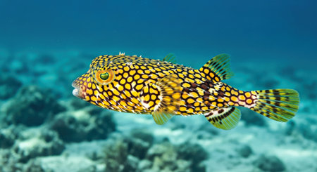 Distinctive Yellowspotted Burrfish Thriving in the Red Sea Vibrant Underwater