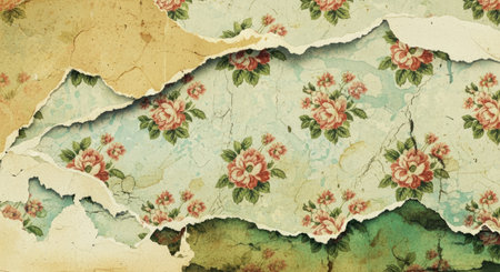 Distressed Wallpaper Texture Grunge Rips Stains Abandoned Interior Backgroundの写真素材