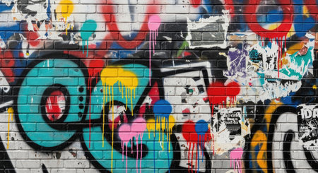 Grunge Urban Wall Spray Paint Layers Poster Remnants Gritty Street Art Background