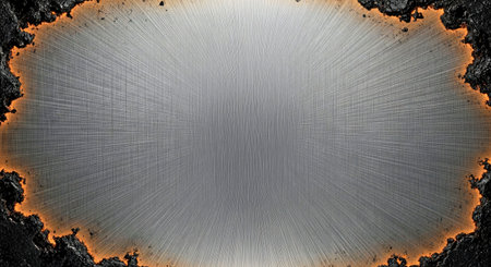 Distressed Scratched Dark Metal Plate Burnt Edges Soot Industrial Urban Textureの写真素材