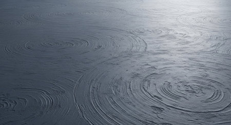 Unique Swirled Concrete Circular Trowel Patterns Gray Blue Hue Contemporary Designの写真素材