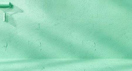 Inviting Soft Mint Green Concrete Visible Roller Finish Texture Contemporary Designの写真素材