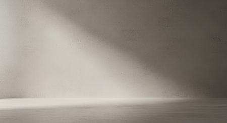 Sleek Smooth Polished Cement Wall Soft Light Reflection Modern Urban Interiorの写真素材