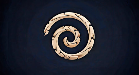 Minimal Beige Chalk Swirl Rotating Broken Spiral Dark Background Abstract Design