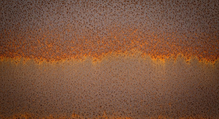 Rusty Metal Sheet with Oxidized Grainy Surface in Deep Orange and Brown