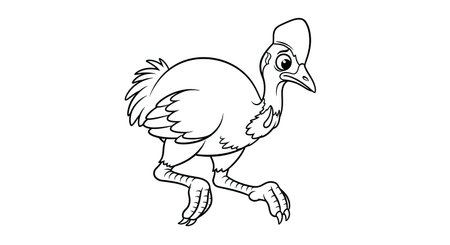 Three D Animation Dwarf Cassowary Oversized Feet Fascinating Bird Kids Coloringのイラスト素材