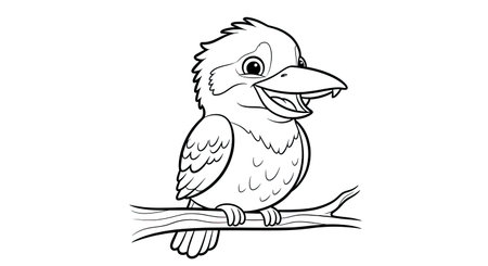 Three D Animation Style Laughing Kookaburra Branch Iconic Australian Bird Coloringのイラスト素材