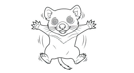 Tasmanian Devil Spinning Dizzy Eyes Animated Coloring Page Kids Fun Activityのイラスト素材