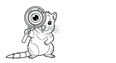 Western Quoll Magnifying Glass Animated Coloring Page Kids Unique Wildlifeのイラスト素材