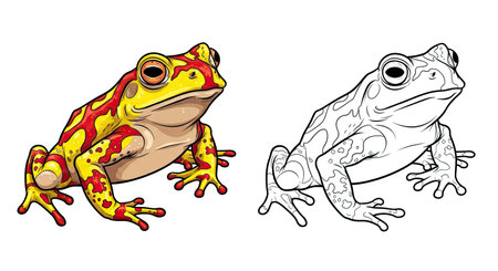 Crucifix Toad Coloring Page Featuring Detailed Realistic Color and Crisp Outline Artのイラスト素材
