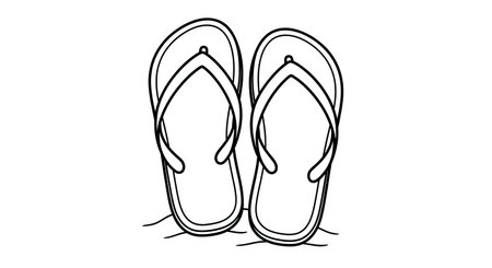 Comfortable Beach Sandals Simple Summer Footwear Relaxing Adult Coloring Page Designのイラスト素材