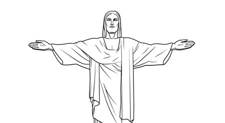Jesus Christ with open hands. Vector illustration of Jesus Christ with open hands.のイラスト素材