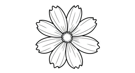 Daisy flower icon in outline style isolated on white background. Floral symbol stock vector illustration.のイラスト素材