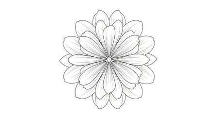 Detailed Elegant Floral Mandala Wide Petals Mindfulness Relaxing Adult Coloring Pageのイラスト素材