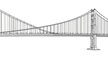 Iconic Golden Gate Bridge San Francisco Simple Relaxing Adult Coloring Page Design