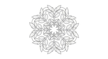 Mandala Soft Leaves Branch Patterns Adult Coloring Page Grounding Calm Mindful Artのイラスト素材