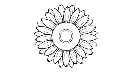 Large Sunflower with Clear Center Detail Adult Coloring Page Vibrant Floral Designのイラスト素材