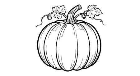 Pumpkin with Curling Vine Autumn Calm Adult Coloring Page Seasonal Relaxation Sceneのイラスト素材