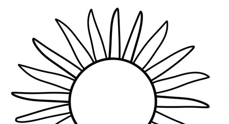 Radiant Summer Sun with Rays Calm Adult Coloring Page Golden Warmth Artのイラスト素材