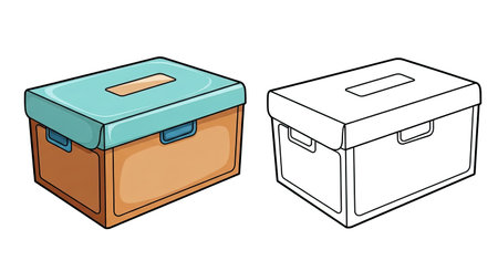 Illustration of a closed and open box on a white background.のイラスト素材