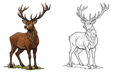 Deer in cartoon style isolated on white background. Vector illustration.のイラスト素材